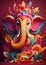 Ganesha god of art, paper art style colorful