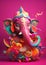 Ganesha god of art, paper art style colorful