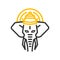 Ganesha, Hindu god of New Beginnings, Success and Wisdom. Vector thin line icon illustration of Ganesha`s elephant head