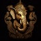 Ganesha icon golden on black bg