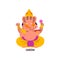 Ganesha Indian God cartoon character vector Illustration on a white background