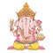 Ganesha sitting in lotus pose.