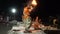 Ganga aarti being performed by Hindu priests to the chants of Vedic hymns