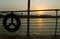 Ganges Delta, Bangladesh: Sunset with reflections on the river as seen from the deck of a ship