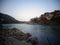 Ganges Riverbank clean water flowing in rishikesh, India