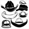 Gangster black hats isolated on the white background - vector set