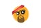 Gangster Chinese Emoticon with Red scarf on head on white for Mobile and Web