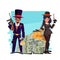 Gangster couple with money stact - vector