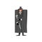 Gangster criminal character in black coat and fedora hat standing with gun and smoking vector Illustration on a white