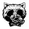 Gangster Mafia Feline Cat Criminal Character Portrait Vector Black White