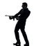 Gangster man holding thompson machine gun silhouette