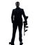 Gangster man holding thompson machine gun silhouette