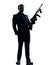 Gangster man holding thompson machine gun silhouette