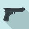 Gangster pistol icon, flat style