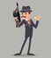 Gangster with Submachine Gun Thug Criminal Character Icon