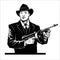 Gangster with Thompson submachine gun. Vector illustration