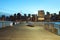 Gantry Plaza State Park and Manhattan skyline in New York