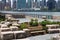 Gantry Plaza State Park with No People along the East River in Long Island City Queens New York