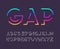 Gap line bold english font, graphical decorative alphabet