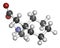 Gapapentin drug molecule. Used in treatment of seizures and neuropathic pain. Atoms are represented as spheres with conventional