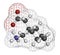 Gapapentin drug molecule. Used in treatment of seizures and neuropathic pain. Atoms are represented as spheres with conventional