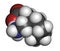 Gapapentin drug molecule. Used in treatment of seizures and neuropathic pain. Atoms are represented as spheres with conventional