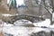 Gapstow bridge and snow at Central Park and buildings