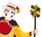Garabato character holding a wand with ribbons for Barranquilla`s Carnival, Vector illustration
