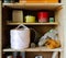 Garage cabinet with clutter