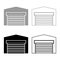 Garage door for car Roller shutter hangar warehouse set icon grey black color vector illustration image flat style solid fill