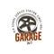 Garage old school service station label. Vintage tee design graphics, complete auto repair typography print. Custom t