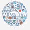 Garage sale or flea market concept in circle