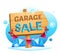 Garage Sale, wooden pointer with a hand written inscription vector illustration