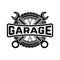 Garage. Service station. Car repair. Design element for logo, label, emblem, sign.