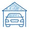 Garage Shed With Car Vehicle doodle icon hand drawn illustration