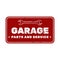 Garage vintage rusty metal sign, car repair service plate, garage door plaque