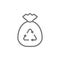 Garbage bag, waste recycling, bagful trash line icon.