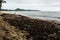 Garbage on the beach.problem with rubbish disposal and trash management. Trash on the beach after a storm at sea