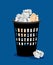 Garbage bin and crumpled paper vector illustration