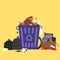 Garbage bin full of trash
