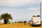 Garbage bins and campers on coast in Spain