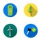 A garbage can, a diseased tree, a wind turbine, a key to a bio car.Bio and ecology set collection icons in flat style