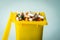 Garbage can full of pills, Concept, medical waste, Disposal of expired drugs