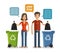 Garbage can, waste bin, trash container, dumpster infographic. Keep clean or do not litter, concept. Cartoon vector