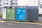 Garbage cans for selective waste collection. Cans for glass, plastic and paper