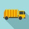 Garbage city truck icon, flat style