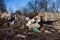 Garbage, construction debris and concrete blocks on the landfill