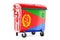 Garbage container with Eritrean flag, 3D rendering