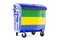 Garbage container with Gabonese flag, 3D rendering