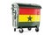 Garbage container with Ghanaian flag, 3D rendering